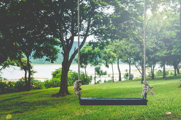 Blue Swing In The Garden