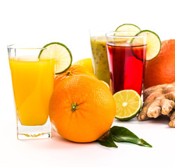 Fresh fruits and berries isolated on white