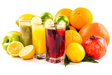 Fresh fruits and berries isolated on white