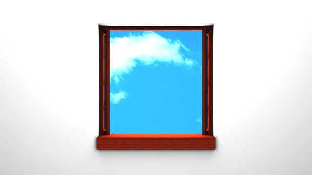 Wooden Window And Sky.