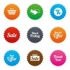 Sale discounts icon. Shopping, deal signs.