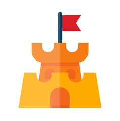 Illustration of a sand castle in flat style.