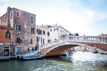VENICE, ITALY - March 26, 2016. Beautiful view of water street a