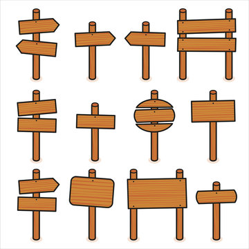 Wooden signs vector set