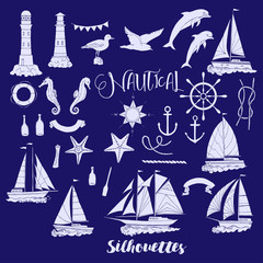 Set with nautical  silhouettes 