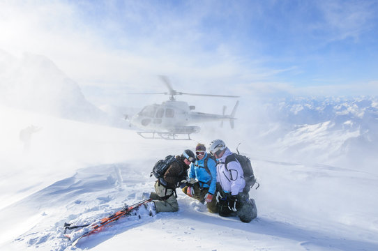 Landeanflug auf einem Gletscher der Monte Rosa