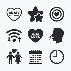 Valentine day love icons. Target aim with heart.