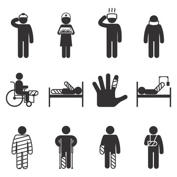Injury icons. Trauma and sickness