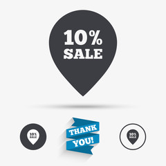 10 percent sale pointer tag sign icon.