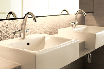 sanitary ware in solf and blur background.    