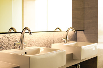 sanitary ware in solf and blur background.    