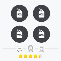 Sale price tag icons. Discount symbols.