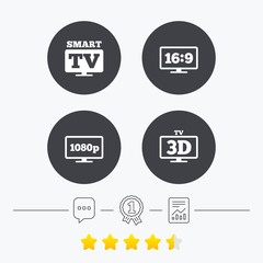 Smart TV mode icon. 3D Television symbol.