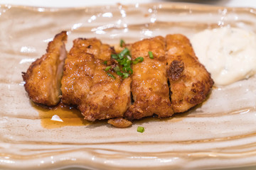 fried chicken with teriyaki sauce