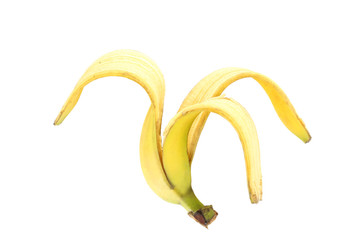 banana peel on white isolated background