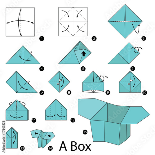 "Step by step instructions how to make origami A Box." Stock image and