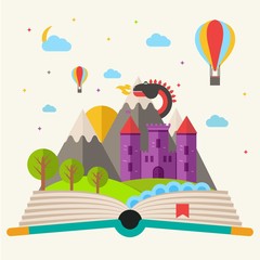 Fairy tale book in flat design