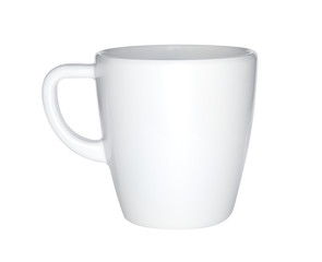Close-up white cup isolated on white background


