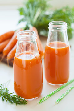 fresh carrot juice and vegetables