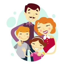 Illustrated cute family
