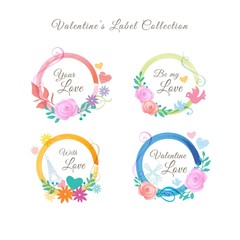 Hand painted valentine label collection