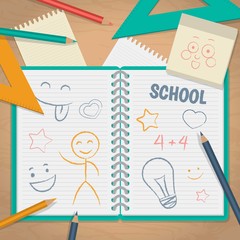 School notebook with drawings