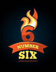 vector icons set of Flaming Numbers.