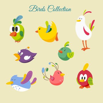 Cartoon birds collection