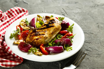 Grilled chicken with vegetable