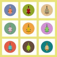 Fototapeta premium flat icons set of back to school concept on colorful circles bell