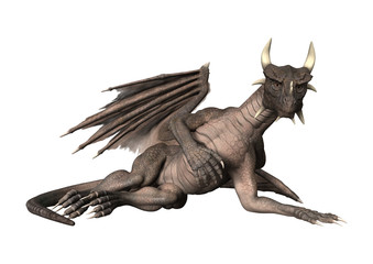 3D Rendering Fantasy Dragon on White