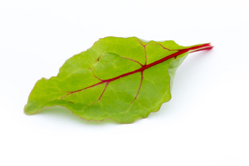 Fresh leaf beet root isolated on white background.