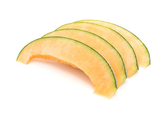 cantaloupe melon on white