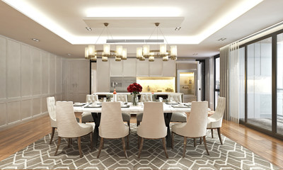 3D render dining room