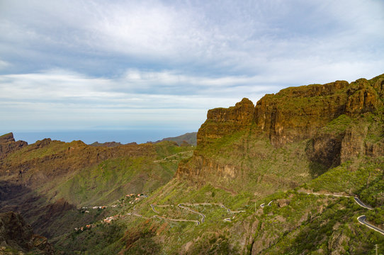 Highland road serpentine in Masca valley, Tenerife