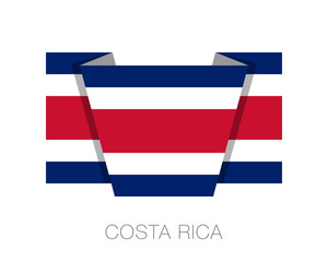 Flag of Costa Rica. Flat Icon Wavering Flag with Country Name