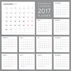 Calendar Planner Design. Week starts from Monday.