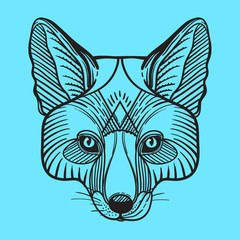 Animal fox head print for adult anti stress coloring page. Ethnic patterned ornate hand drawn vector illustration. Sketch for tattoo, poster, print or t-shirt.