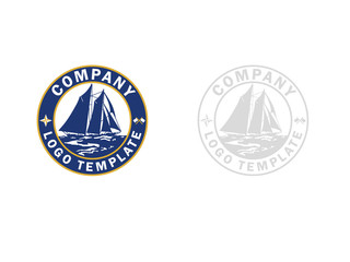 Obraz premium Old Sail Ship Company Logo Template