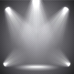 Scene illumination bright light, transparent effects on a plaid dark  background. Spotlights.