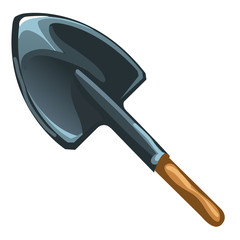 One black shovel. Vector illustration