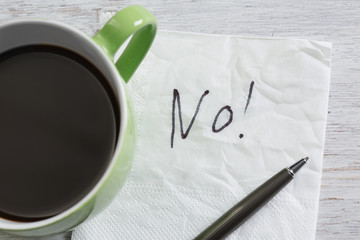 Word NO on napkin