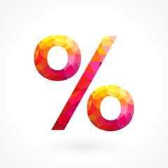 Flamy percentage sign. Red icon for discounts, sales and other businesses. 