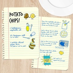 Sketchy potato chips recipe - obrazy, fototapety, plakaty