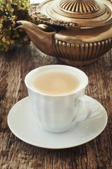 milk tea on a wooden table