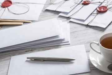 Letter with seal on table