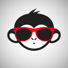 Cute monkey in sunglasses, vector illustration