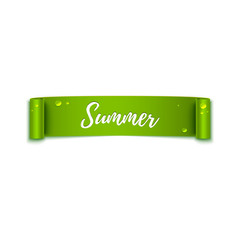 Summer text on green ribbon, vector illustration