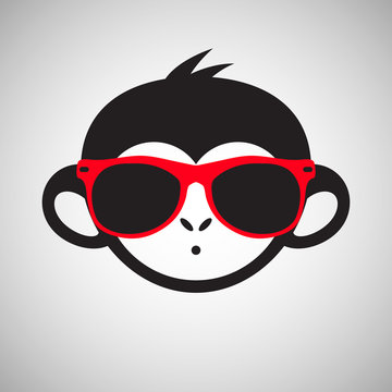Cute monkey in sunglasses, vector illustration