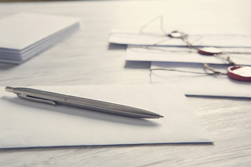 Letters with seal on table